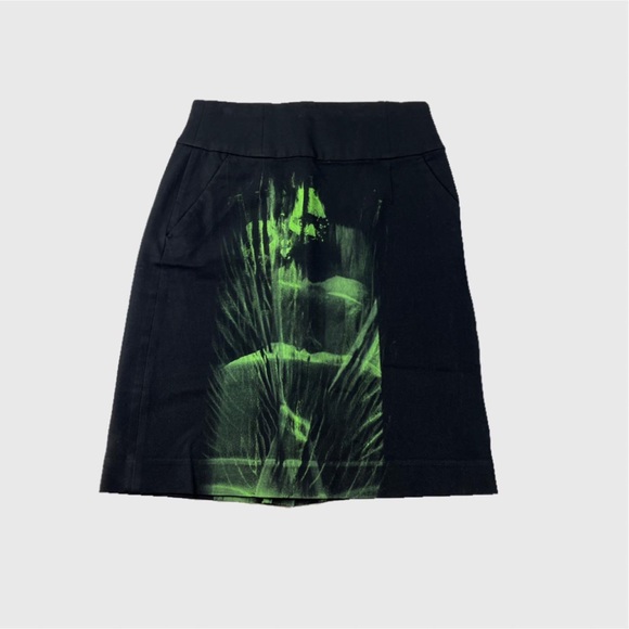 "Darkside GR-016"   
Neon Green Smear Print Long Skirt 👁 - Picture 1 of 4